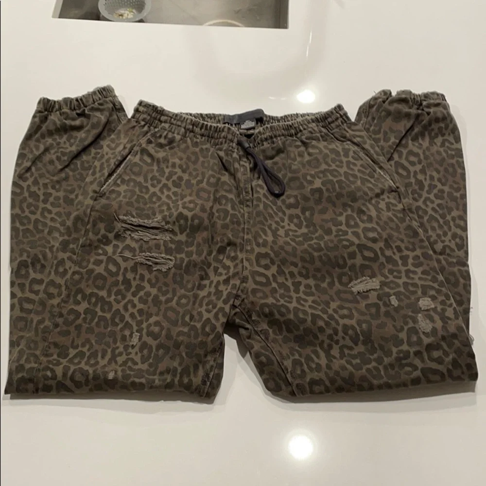 Alexander Wang Leopard Denim Joggers - Picture 3 of 5